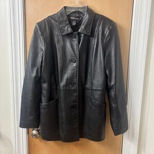 Structured Leather Jacket - Y2K Vintage - Size Medium